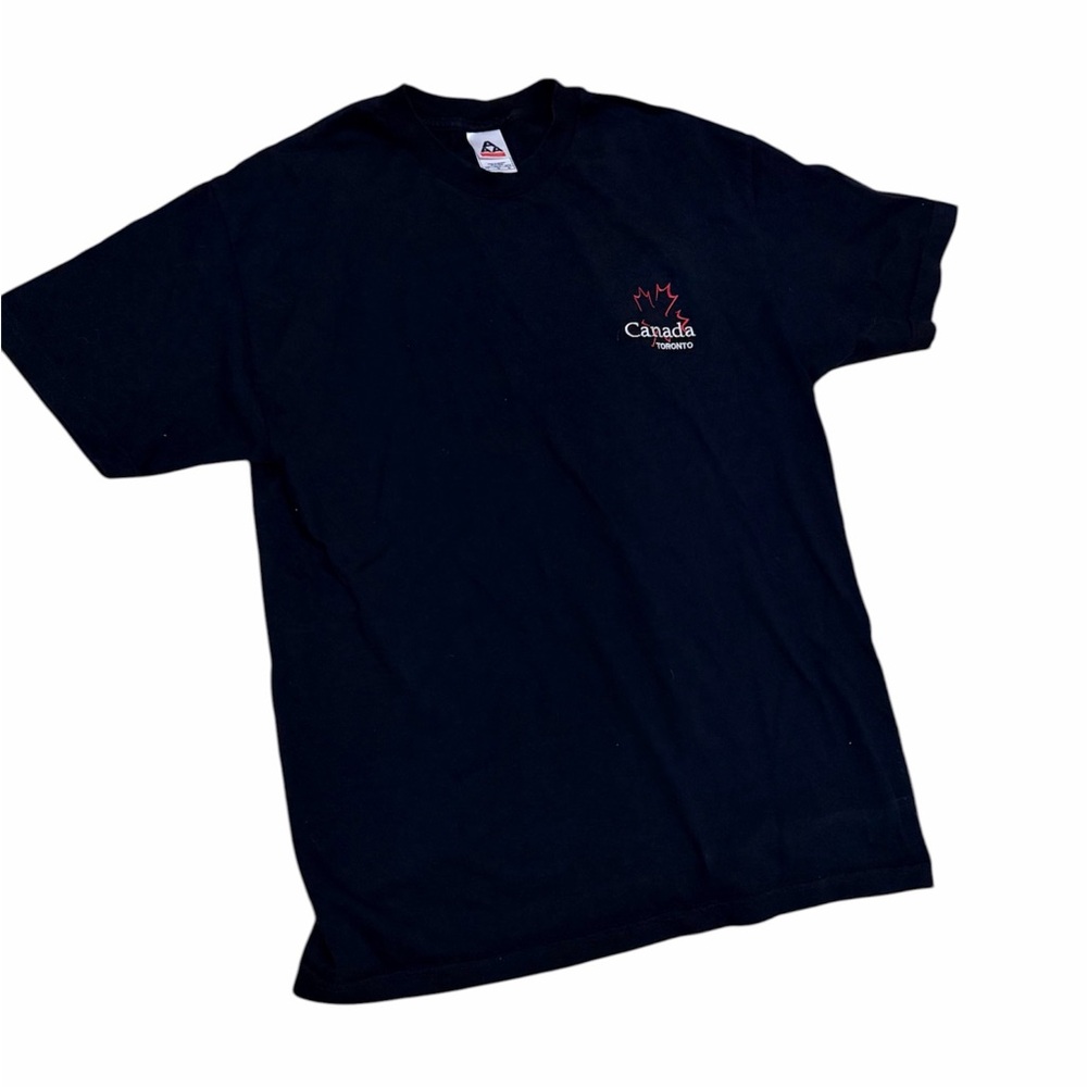 toronto canada red maple leaf embroidered black tee